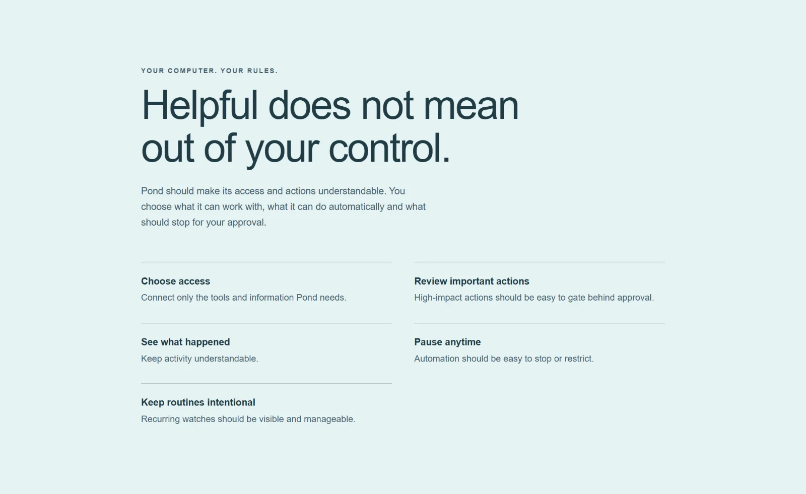 Trust section - helpful does not mean out of your control