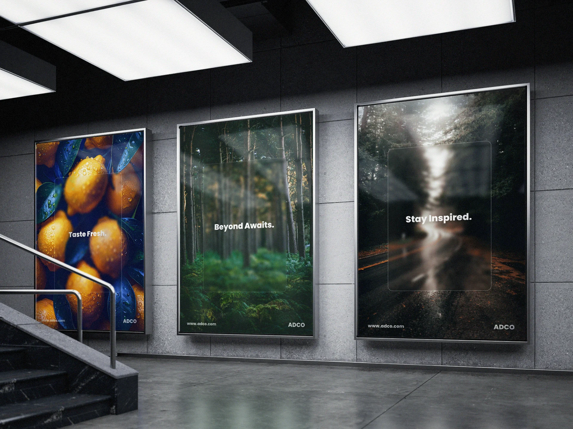 Taste Fresh / Beyond Awaits / Stay Inspired — ADCO transit ads