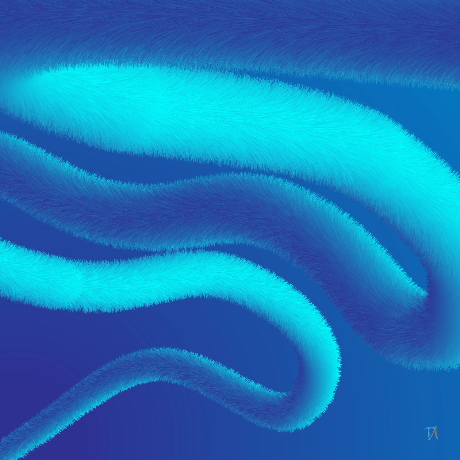 Flux Forms — cyan wave forms on deep blue