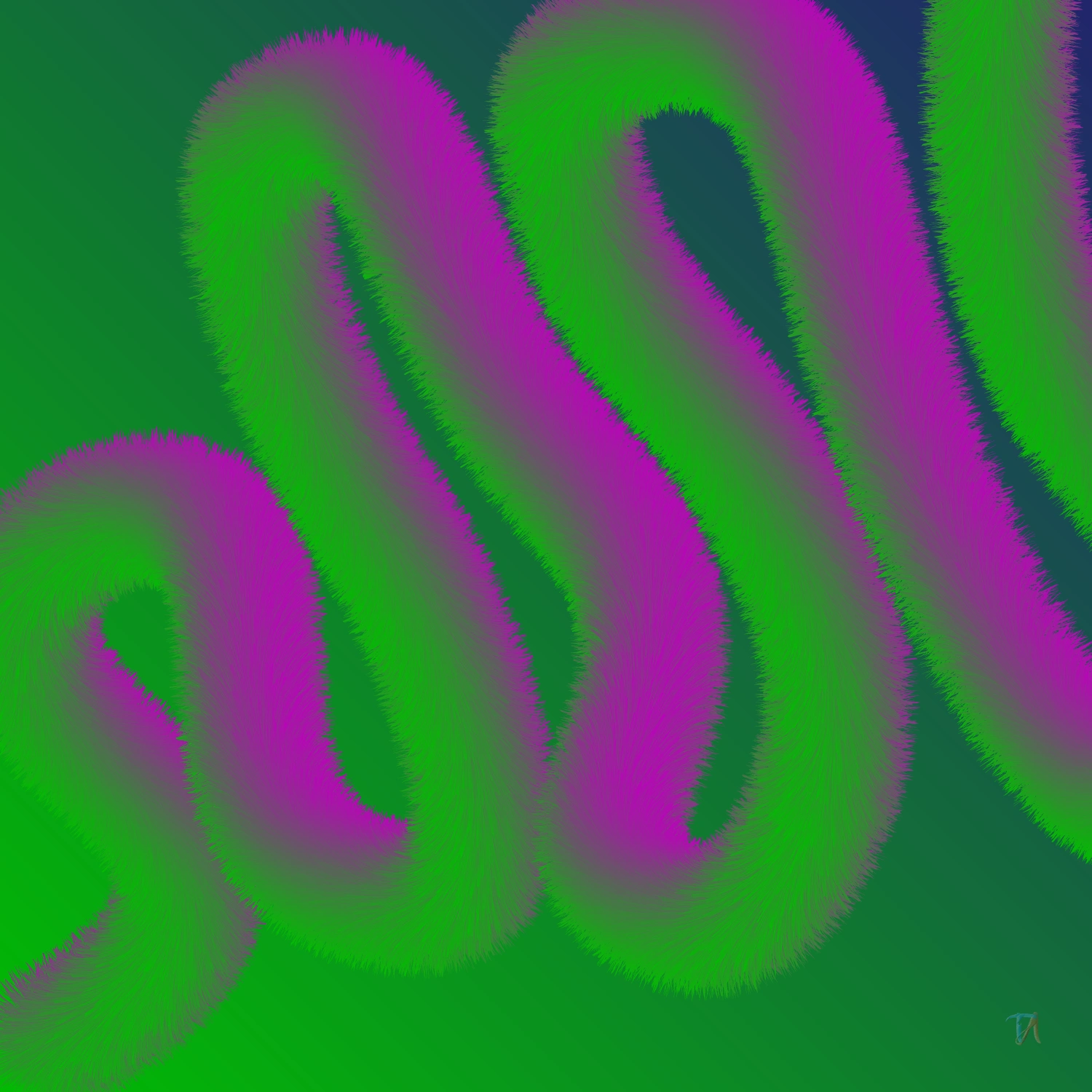 Flux Forms — green and purple sinusoidal form