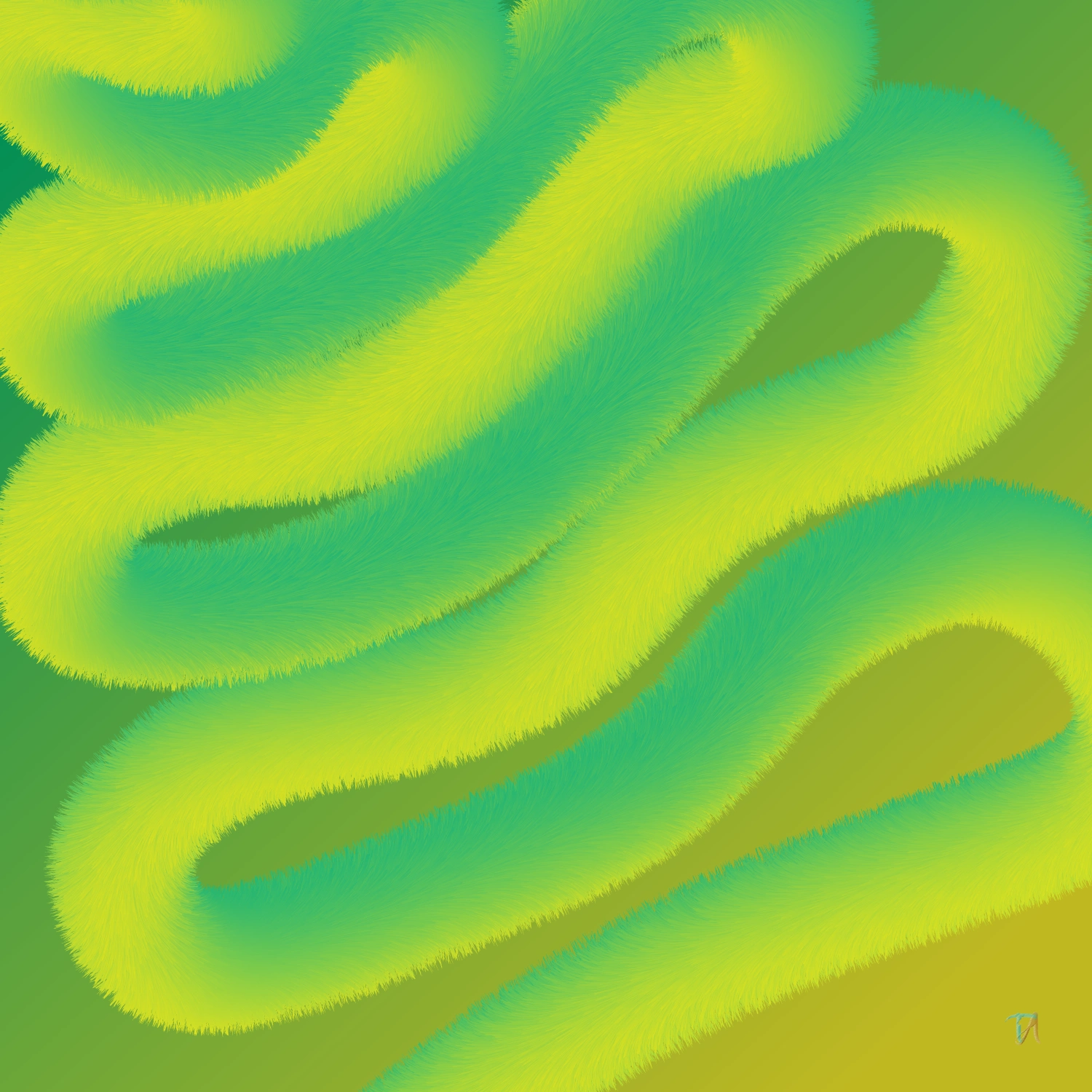 Flux Forms — lime and teal undulating wave