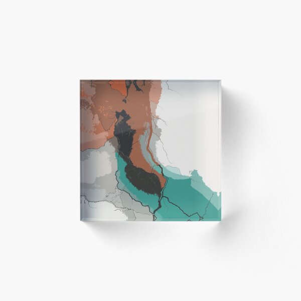 Redbubble acrylic block preview featuring the Abstract Lightning artwork.