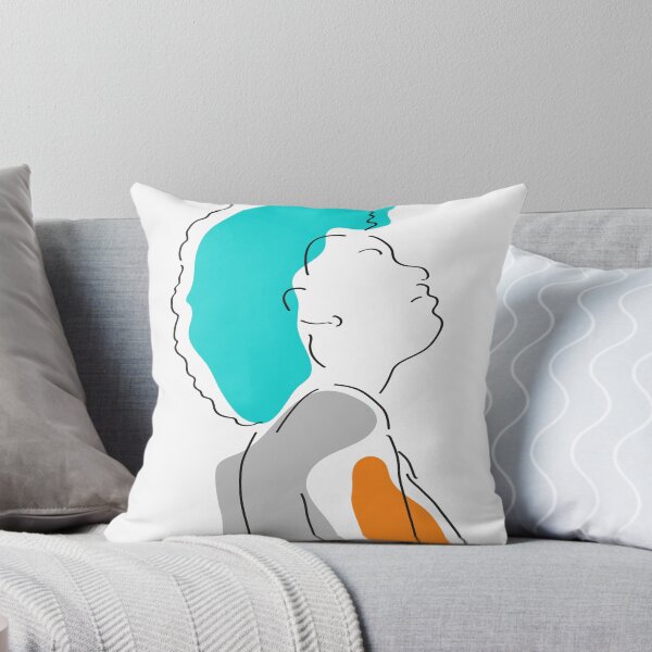 Redbubble throw pillow preview featuring the Abstract Woman Artwork #2 artwork.