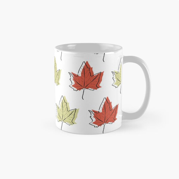 Redbubble mug preview featuring the Autumn Leaves artwork.
