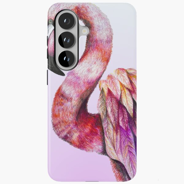 Redbubble samsung case preview featuring the Beautiful Pink Flamingo artwork.