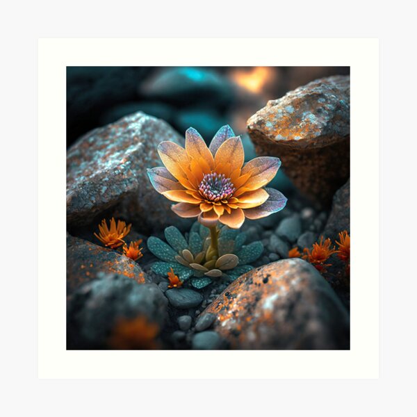 Redbubble art print preview featuring the Beauty between rocks artwork.