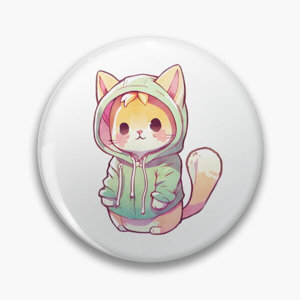 Redbubble pin preview featuring the Cool cat artwork.