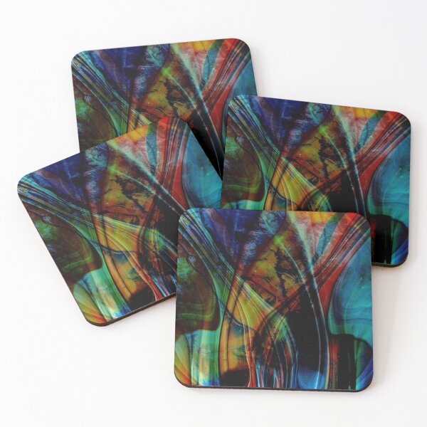 Redbubble coaster set preview featuring the Liquid Art design.