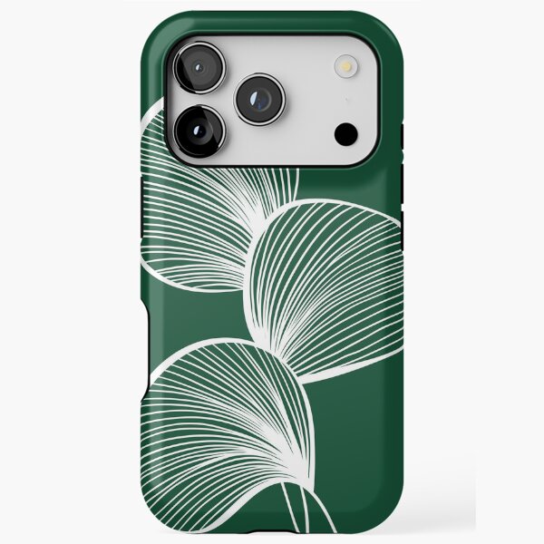 Redbubble iphone case preview featuring the Minimal leaf pods artwork.