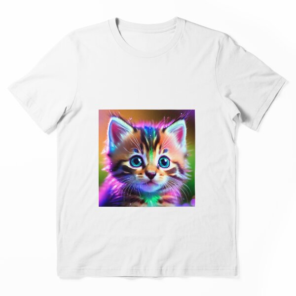 Redbubble t shirt preview featuring the Vibrant Kitten artwork.